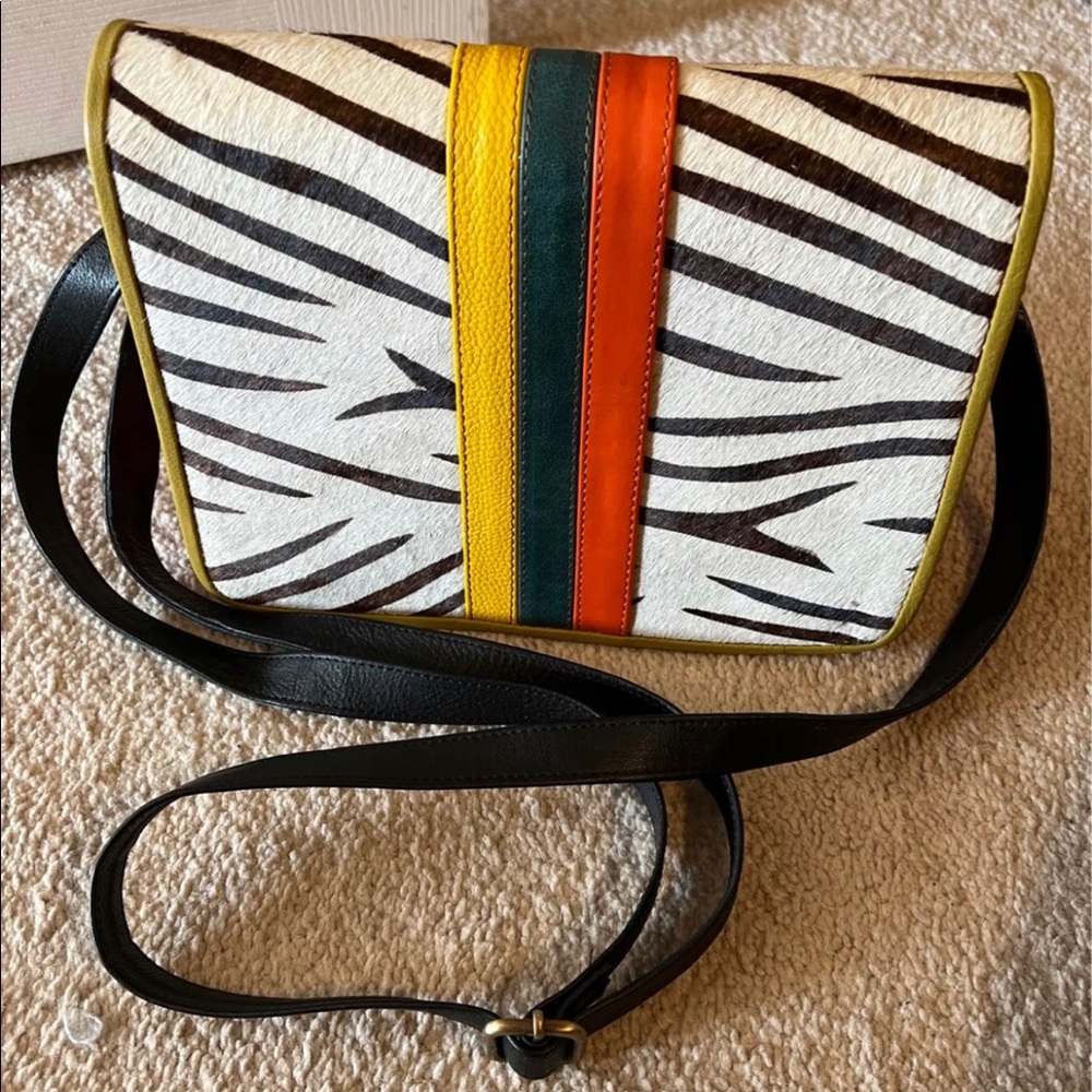 Hair on Hide and Leather Messenger Bag